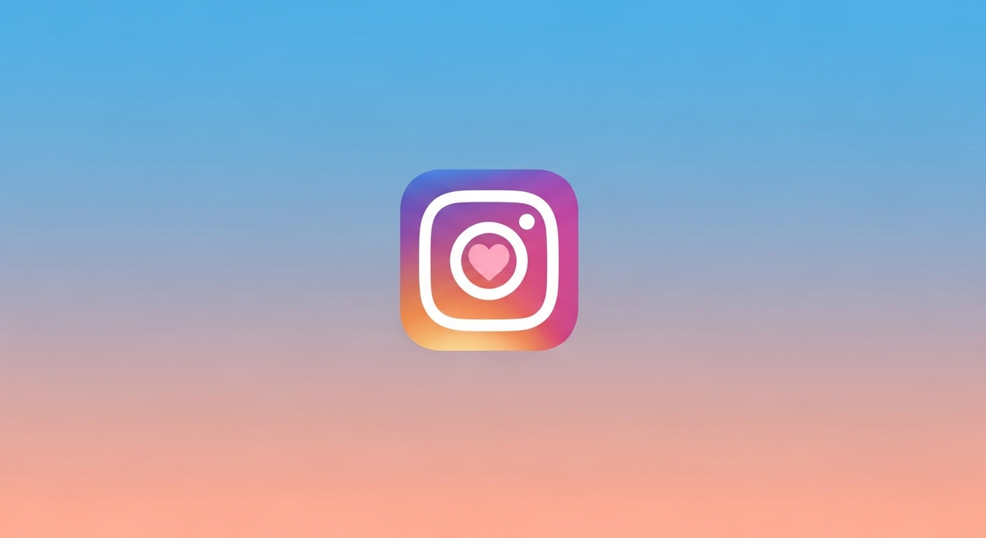 A imagem do logotipo do Instagram com um coração pequeno no centro e fundo degrade, explorar do instagram