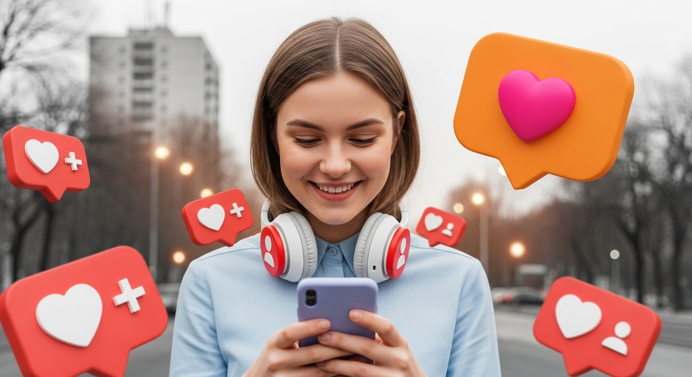 Como Fazer Seus Stories Alcançarem Mais de 20 Mil Pessoas Mesmo com Zero Seguidores 1 A imagem de uma jovem engajada com seu celular e recebendo muitas interações digitais, destaca a importância de criar conteúdo que ressoa com a audiência. Isso sugere que o artigo ou conteúdo aborda 'como fazer seus Stories alcançarem mais de 20 mil pessoas' através da criação de posts envolventes e estratégias eficazes para impulsionar o alcance.