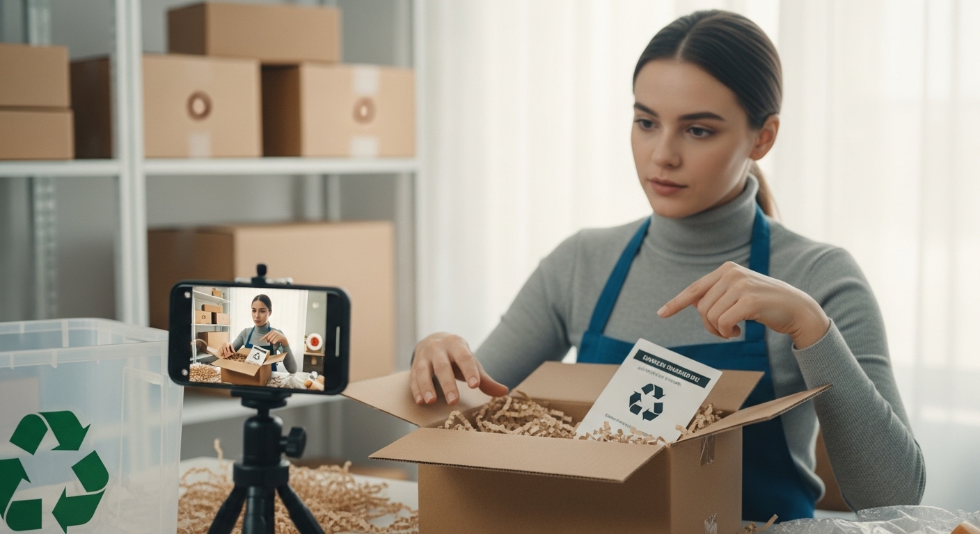 Melhores Horários para Postar Reels no Instagram: Maximize Seu Alcance e Engajamento 3 Criadora de conteúdo faz uma live, apresentando um produto em uma caixa enquanto grava com o celular. Utilizar os melhores horários para postar reels no Instagram pode aumentar as chances de viralizar e atrair mais seguidores.