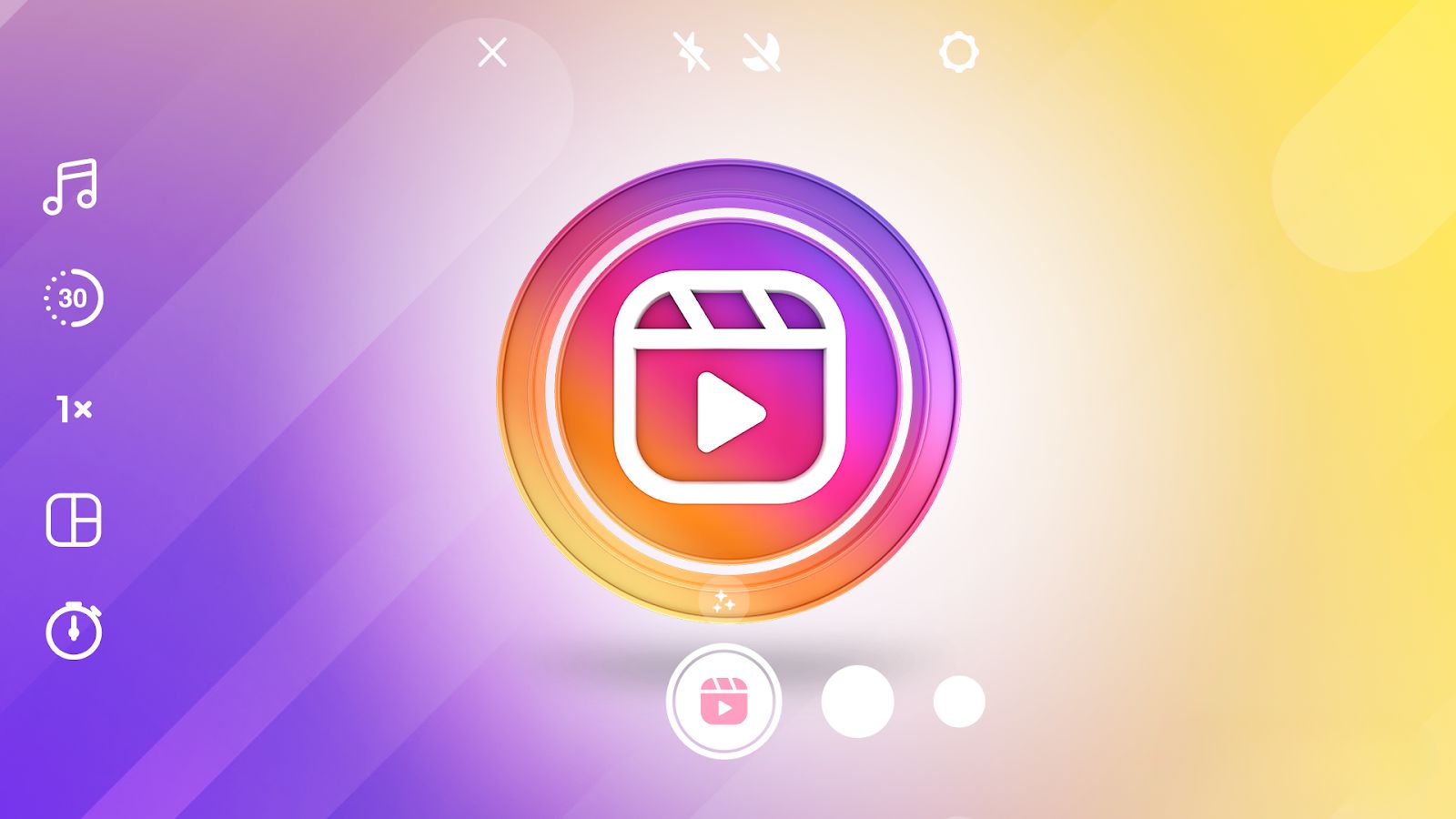 Ícone do Instagram Reels em um fundo colorido, representando uma ferramenta essencial para ganhar seguidores no Instagram através de vídeos curtos e envolventes.