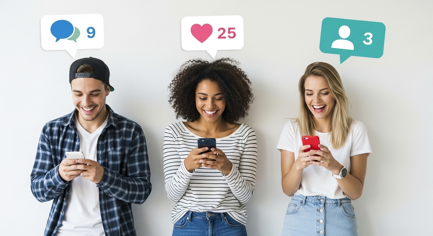 Pessoas Felizes ao Descobrir Estratégias para Ganhar Seguidores no Instagram e Alcançar o Sucesso