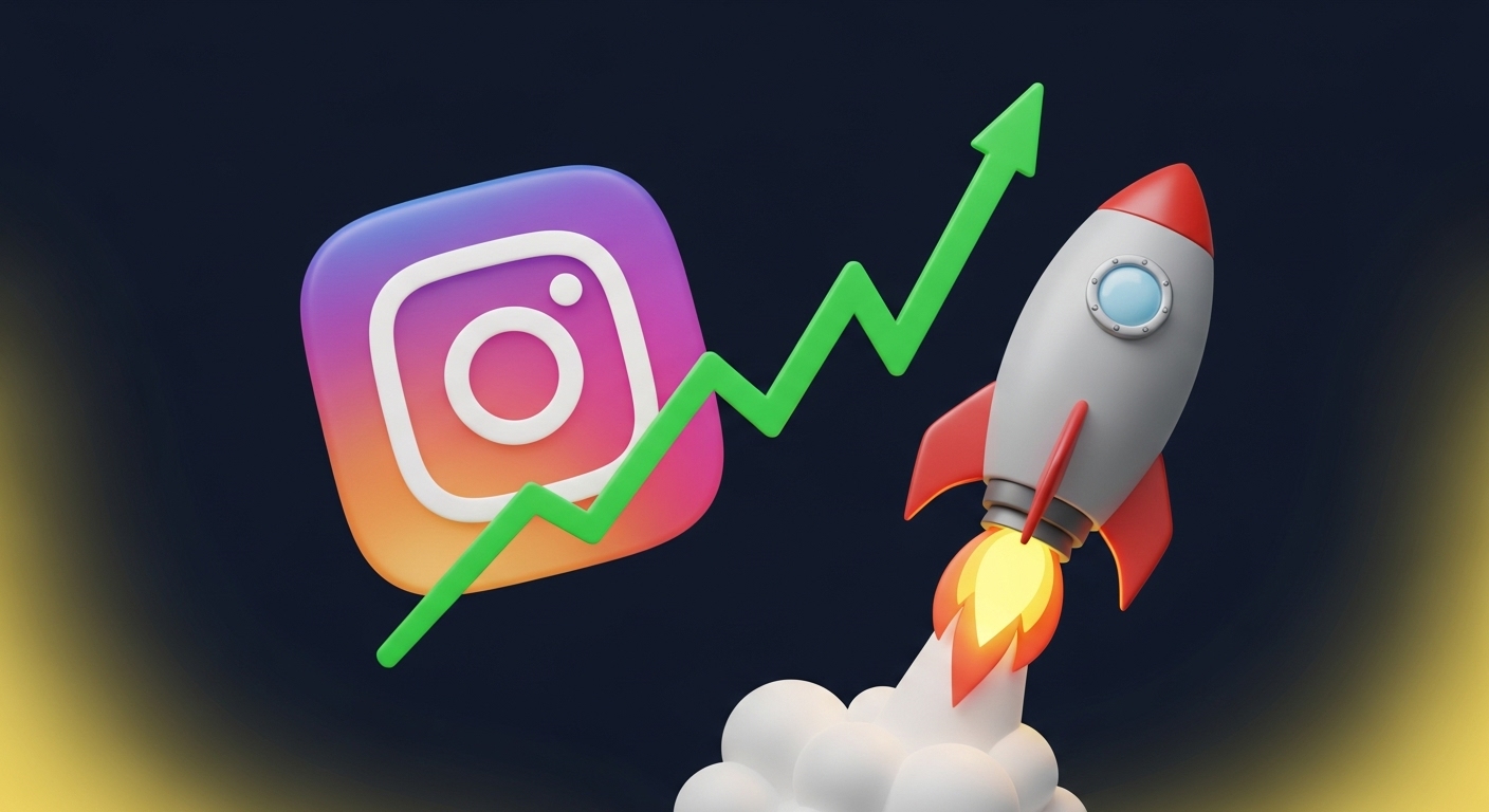 Como Fazer um Reels Viralizar? 3 A imagem de um foguete e um gráfico de crescimento ao lado do logotipo do Instagram sugere que, com as estratégias corretas, é possível impulsionar o conteúdo e fazer um Reels viralizar, gerando um impacto significativo na plataforma