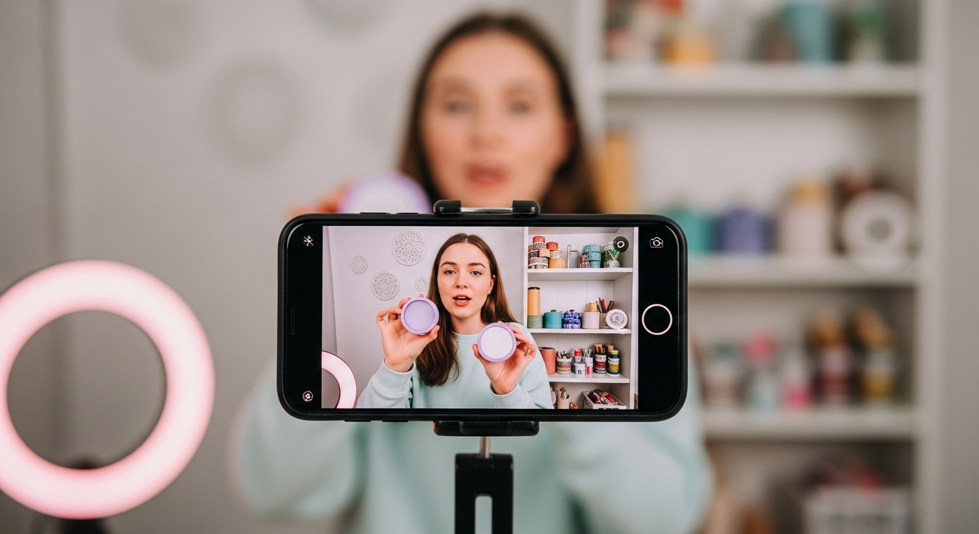 Dicas que você deve fazer no Reels: Como Criar Conteúdos de Sucesso no Instagram 1 Uma criadora de conteúdo gravando um vídeo para os Reels do Instagram, destacando a importância de vídeos curtos e criativos para engajamento e alcance na plataforma.