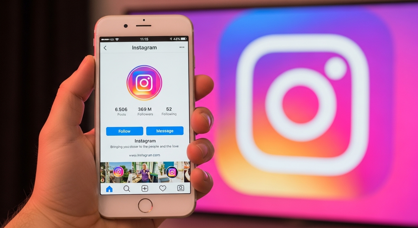Seguidores Instagram: Como Aumentar sua Audiência em 2025 1 Pessoa segurando um smartphone exibindo o perfil oficial do Instagram com milhões de seguidores, simbolizando o alcance e a importância de conquistar seguidores no Instagram para aumentar a presença digital.