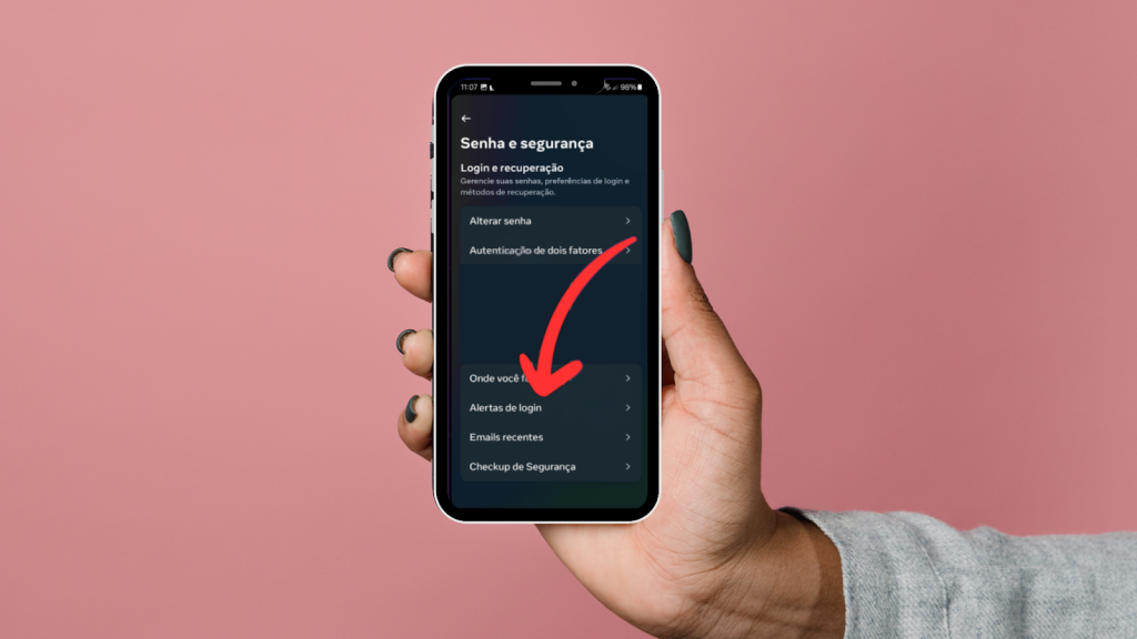 Configurando Alertas de Login para melhorar a segurança do Instagram, passo 3
