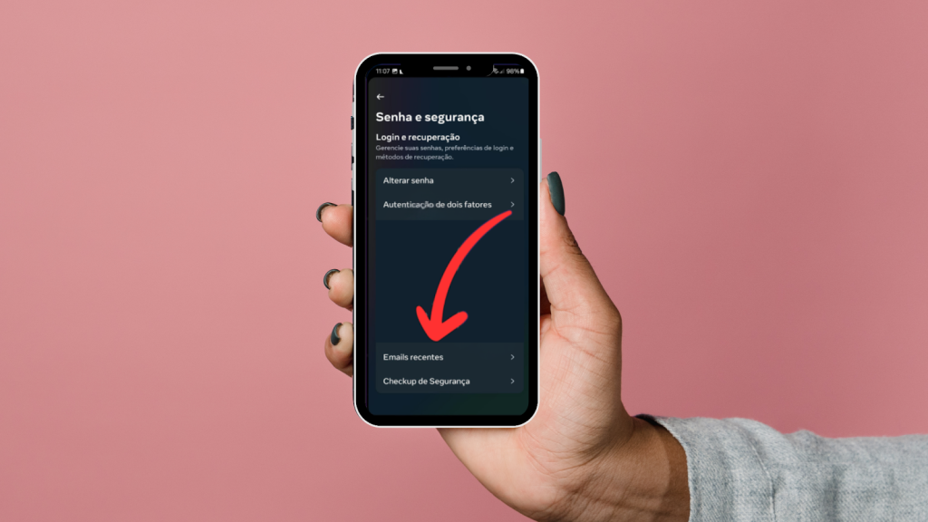 Como Acessar o E-mail de Segurança para melhorar a segurança do Instagram, passo 3