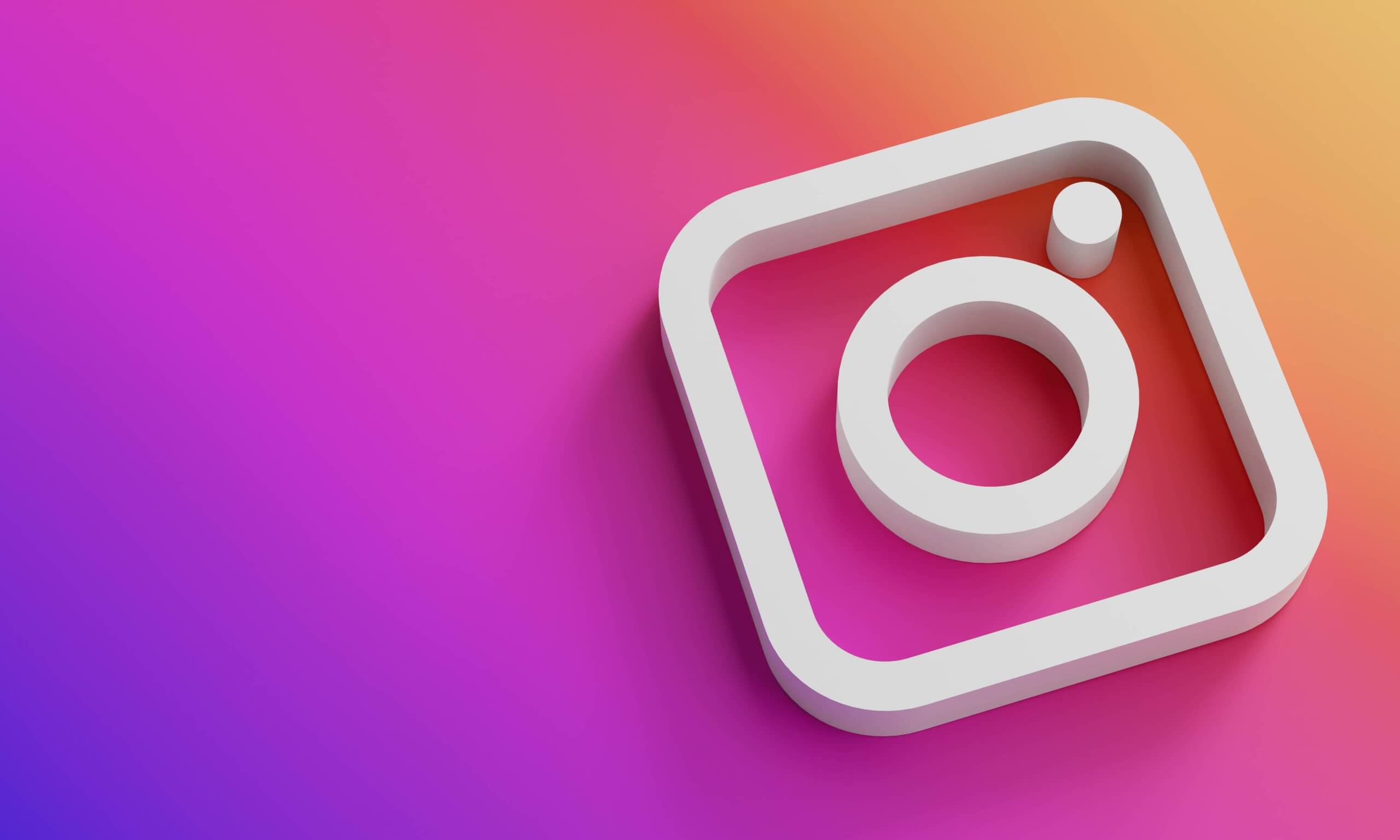 Como Conquistar Seguidor no Instagram Engajado e Relevante 1 Ícone 3D do Instagram em fundo degradê nas cores da marca, representando crescimento de seguidores no Instagram e presença digital.