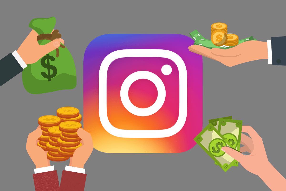 A imagem apresenta o logotipo do Instagram cercado por representações gráficas de dinheiro, simbolizando a monetização e o crescimento na plataforma. Para muitos criadores e empresas, comprar seguidores é uma estratégia para impulsionar o perfil e atrair mais oportunidades.