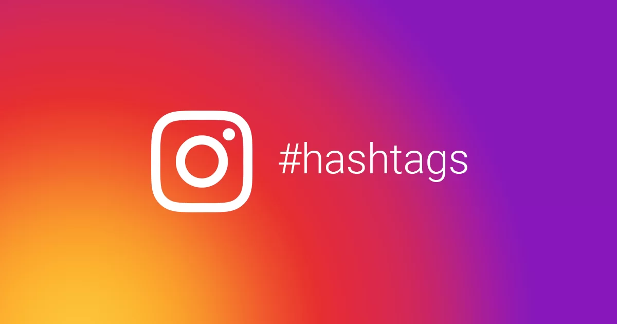 As melhores hashtags para Instagram: O Guia Definitivo para Alcançar Mais Engajamento com o uso das Hashtags 2 Logotipo do Instagram sobre um fundo com um degradê vibrante de laranja, rosa e roxo, acompanhado da palavra "#hashtags". A imagem destaca o papel fundamental das hashtags para Instagram na descoberta de conteúdos e no crescimento do perfil.