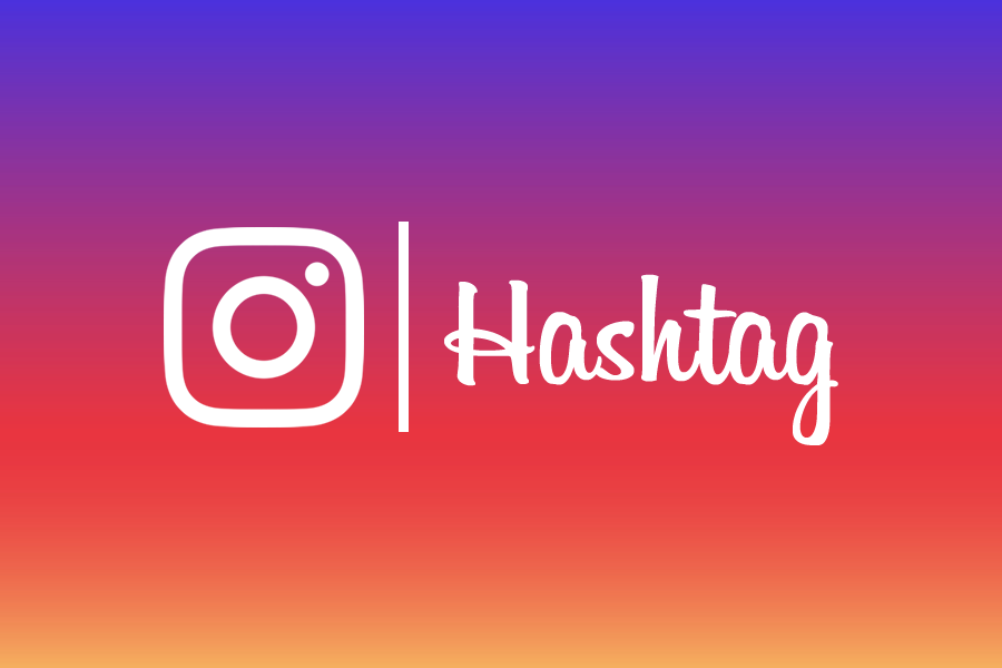 Logotipo do Instagram sobre um fundo com um degradê vibrante de laranja, rosa e roxo, acompanhado da palavra "#hashtags". A imagem destaca o papel fundamental das hashtags para Instagram na descoberta de conteúdos e no crescimento do perfil.