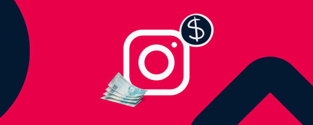 lustração representando monetização no Instagram, com o logo da rede social e notas de dinheiro ao redor. Comprar seguidores pode ser um dos primeiros passos para aumentar a autoridade e alavancar oportunidades de negócios na plataforma.