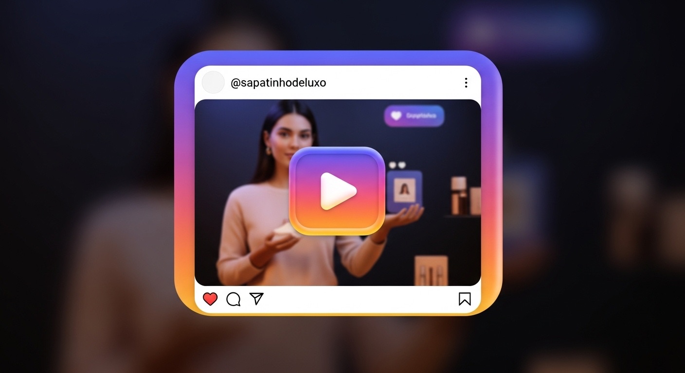 Post do Instagram da @sapatinhodeluxo mostrando uma mulher em um vídeo, podendo representar estratégias de mídia digital como comprar seguidores para aumentar engajamento em redes sociais.