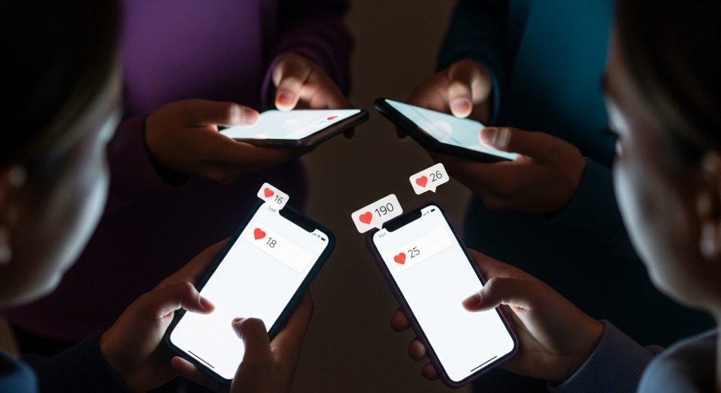 TOP 15 Influenciadores do Rio de Janeiro em 2025 1 Vários pessoas olhando para com seus iphones conferindo a lista de top Influenciadores rio de janeiro