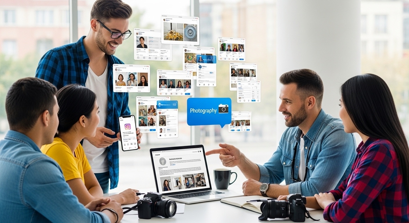 Como Ganhar Dinheiro na Internet com Pouco Investimento: O Que Funciona de Verdade? 5 um fotografo e um grupo de pessoas ensinando como ganhar dinheiro na internet