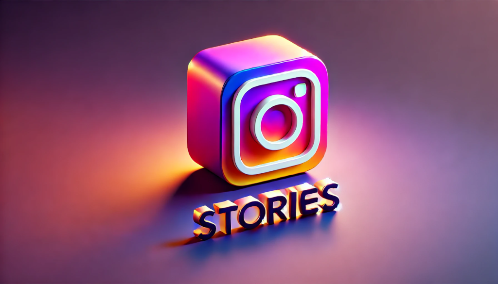 logo do Instagram com a palavra 'Stories'. Utilizar Stories de forma criativa e consistente é uma excelente estratégia para ganhar seguidores no Instagram, ajudando a aumentar o engajamento e a visibilidade da sua conta.