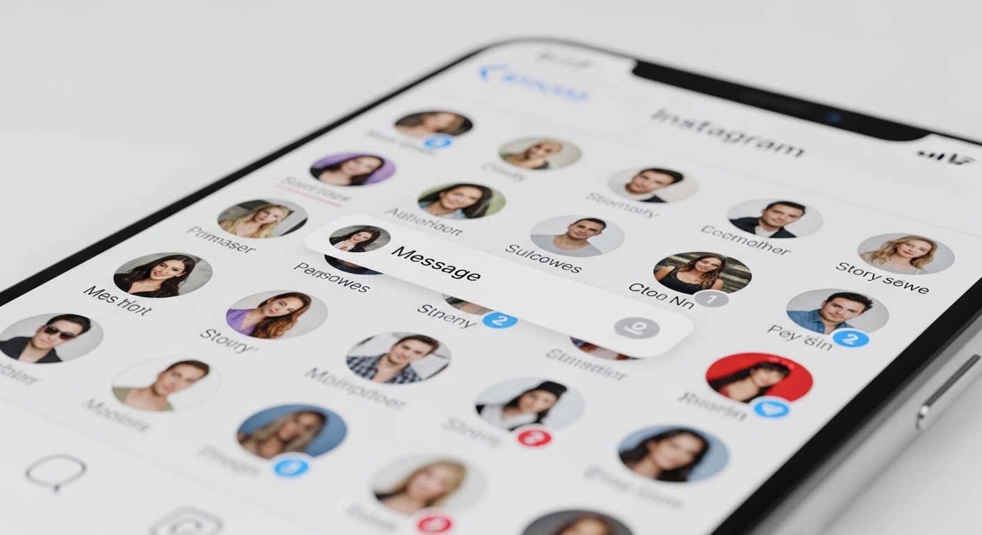 Como Comprar Seguidores Pode Ajudar Sua Marca a Crescer Online Em 2025 2 Interface do direct do Instagram com fundo gradiente colorido, mostrando círculos de stories e uma notificação de mensagem. Representa o ambiente social onde alguns usuários optam por Comprar Seguidores para aumentar visibilidade e popularidade.